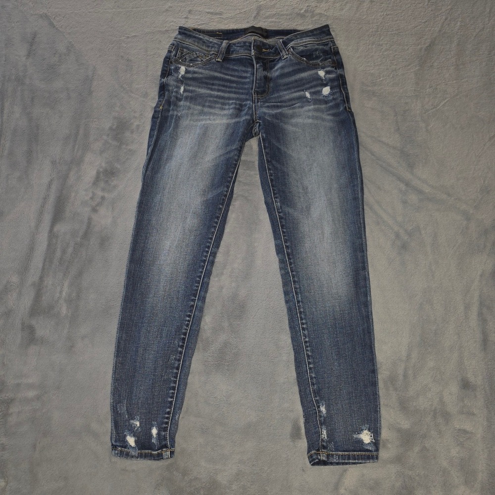 Buckle Black Fit No 53 Ankle Skinny Jeans Distressed Blue Denim Size 27